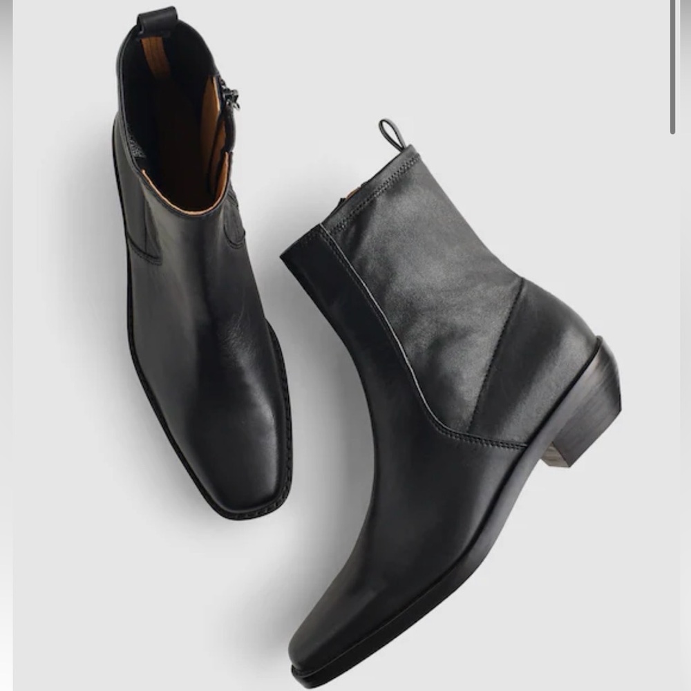 New Madewell Black Leather Idris Ankle Boots